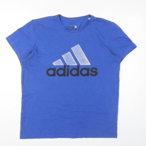 Adidas Men's Blue Graphic Print T-Shirt Size M