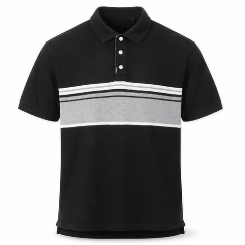 GAP Men's Black Striped Polo, Size L, Cotton, Casual