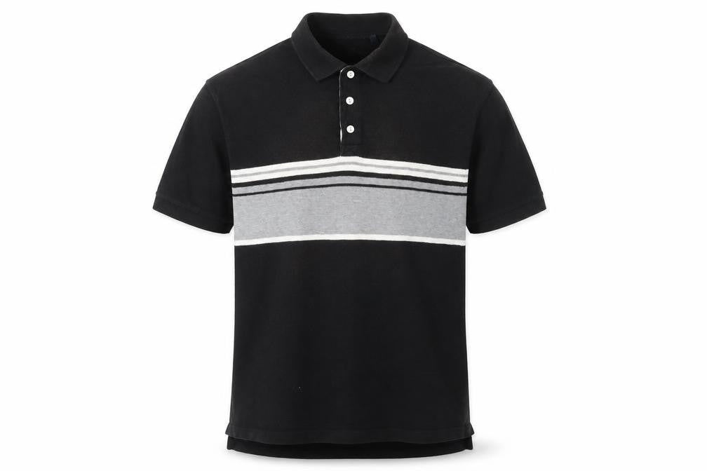 GAP Men's Black Striped Polo, Size L, Cotton, Casual