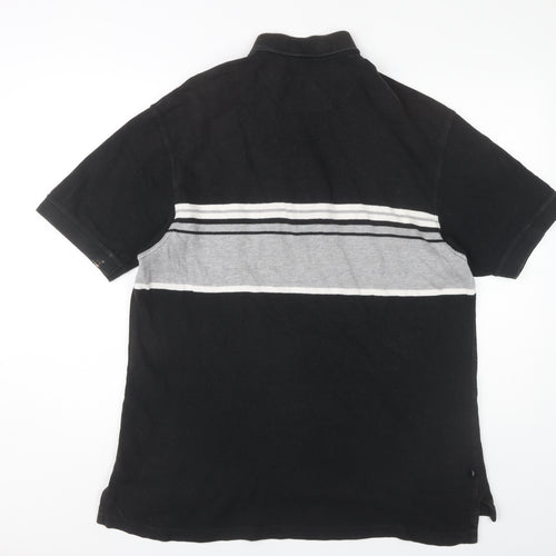 GAP Men's Black Striped Polo, Size L, Cotton, Casual