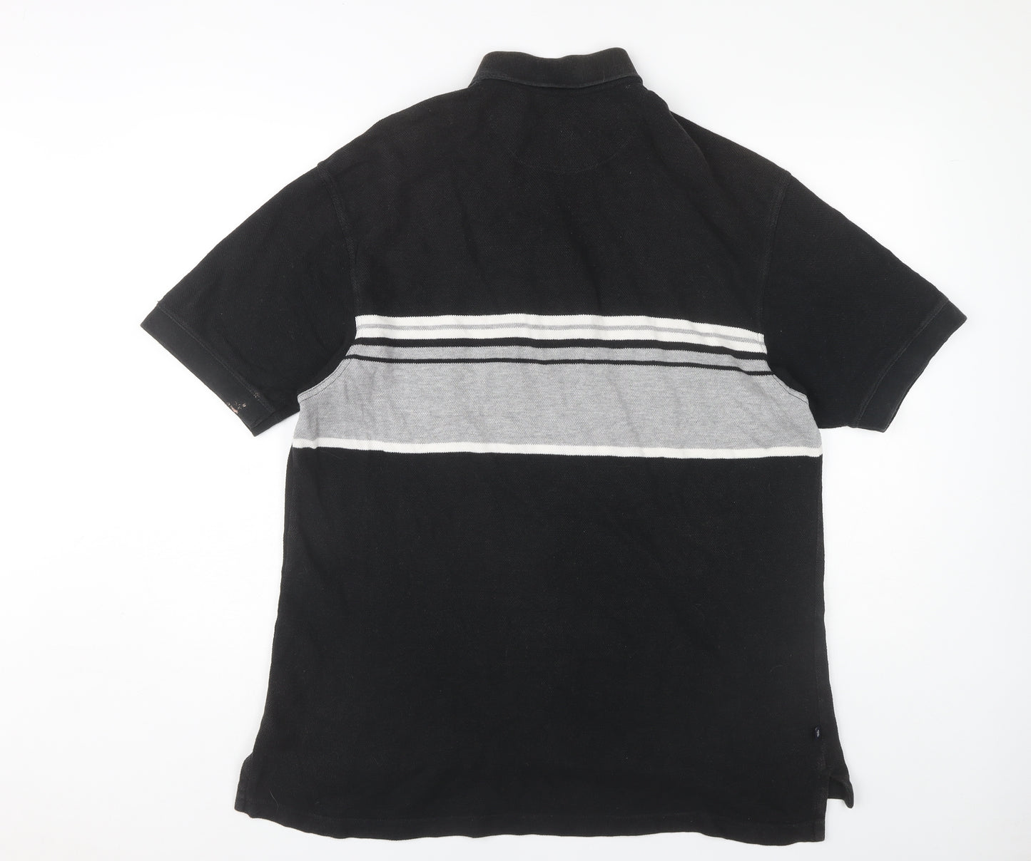 GAP Men's Black Striped Polo, Size L, Cotton, Casual