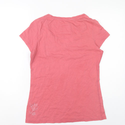 Fat Face Women's Pink V-Neck T-Shirt Size 14
