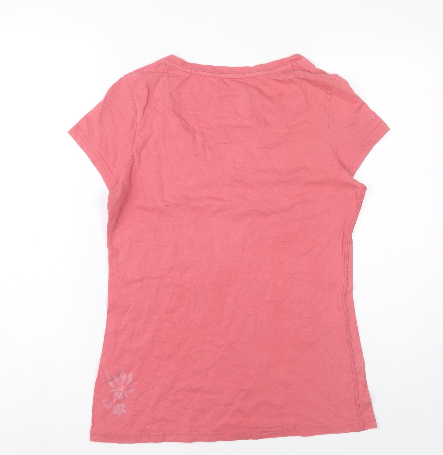 Fat Face Women's Pink V-Neck T-Shirt Size 14