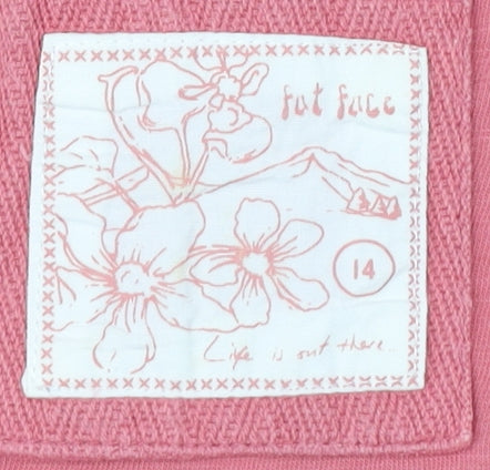 Fat Face Women's Pink V-Neck T-Shirt Size 14