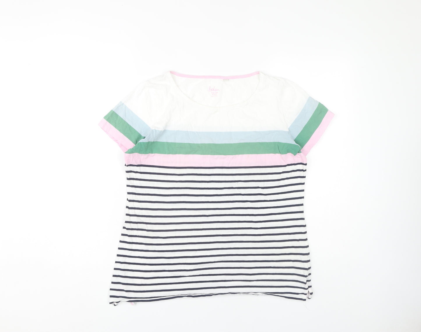 Boden Women's Multicoloured Striped T-Shirt, Size 14