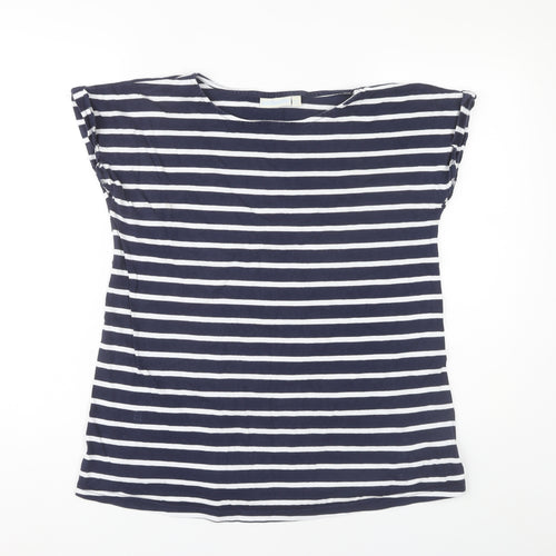 JoJo Maman Bébé Women's Blue Striped T-Shirt, S