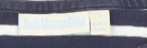 JoJo Maman Bébé Women's Blue Striped T-Shirt, S