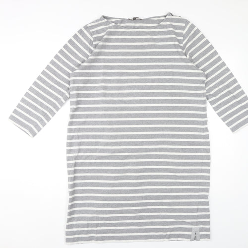 Jaeger Women's Grey Striped Boat Neck Dress, XL