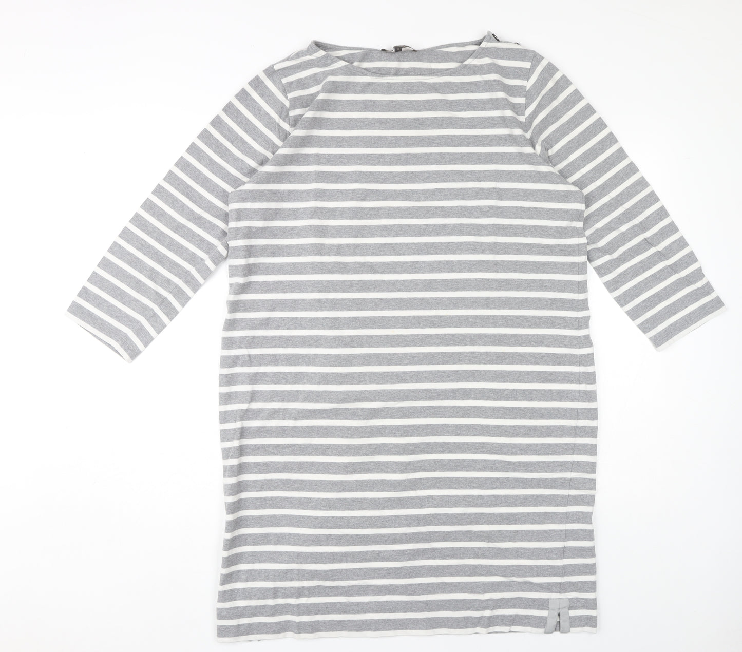 Jaeger Women's Grey Striped Boat Neck Dress, XL