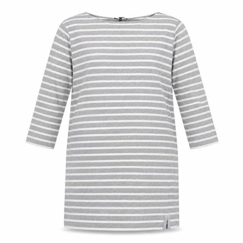 Jaeger Women's Grey Striped Boat Neck Dress, XL