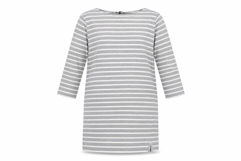 Jaeger Women's Grey Striped Boat Neck Dress, XL