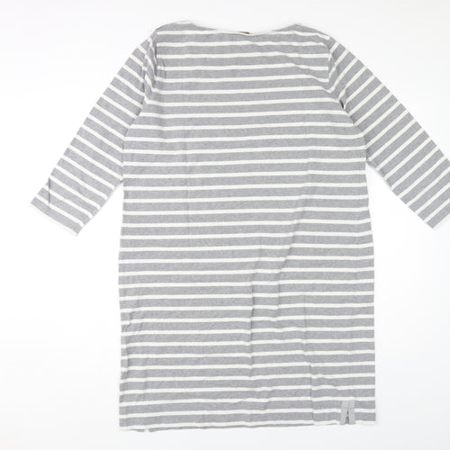 Jaeger Women's Grey Striped Boat Neck Dress, XL