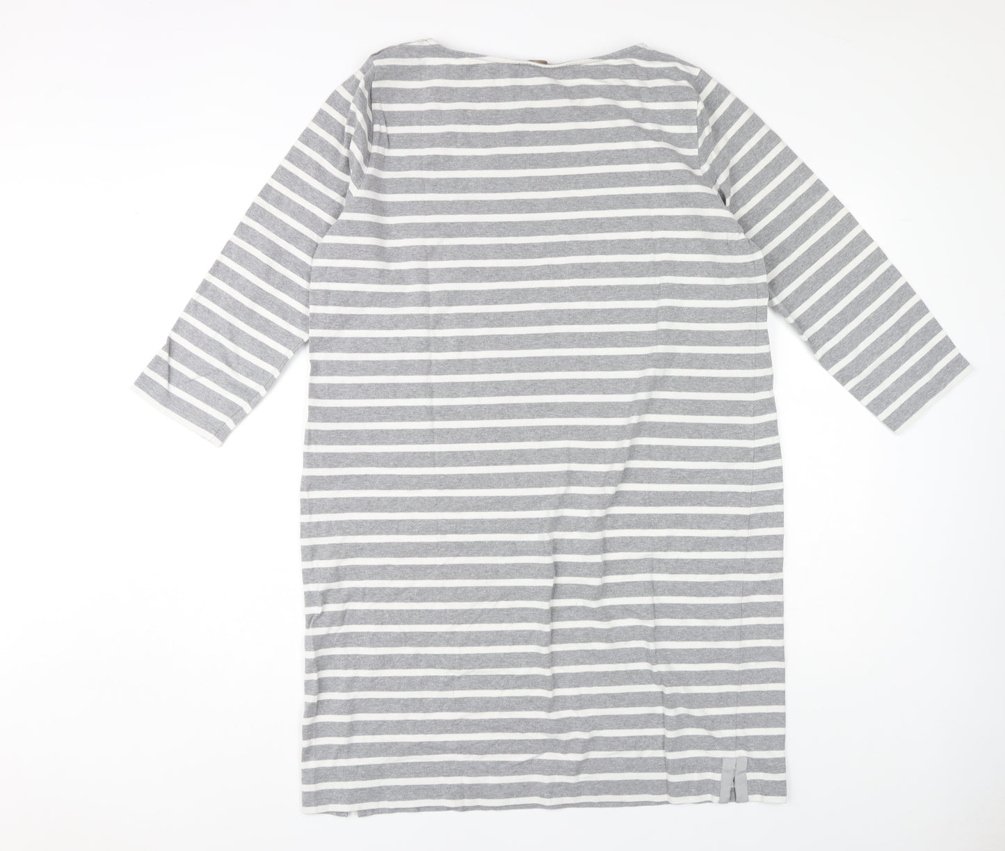 Jaeger Women's Grey Striped Boat Neck Dress, XL