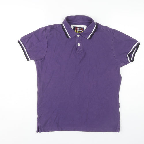 Charles Wilson Men's Purple Polo Shirt Small