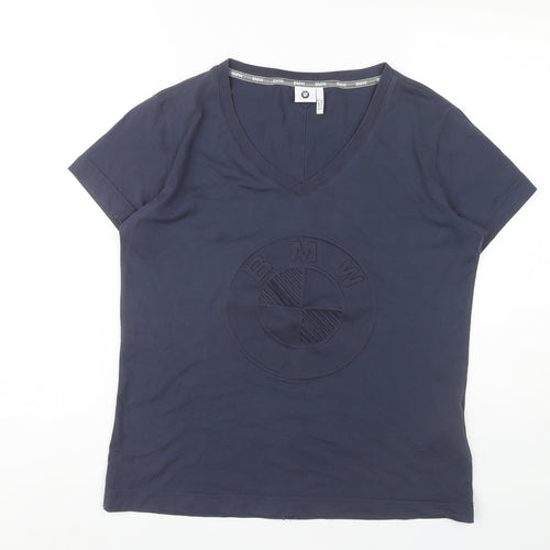 BMW Unisex Blue V-Neck T-Shirt - Large, Casual Style