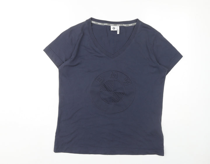 BMW Unisex Blue V-Neck T-Shirt - Large, Casual Style