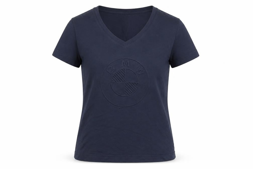 BMW Unisex Blue V-Neck T-Shirt - Large, Casual Style