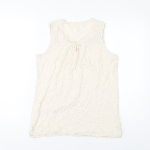 Fat Face Women's Ivory Tank Top, Size 10, Embroidered