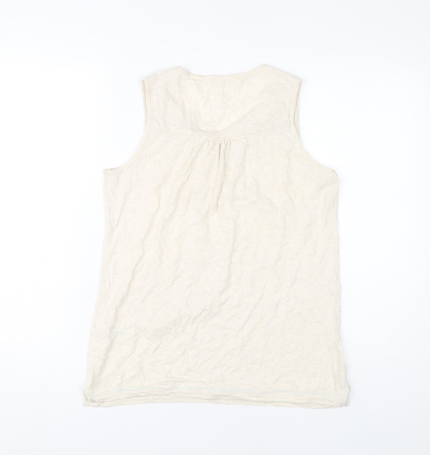 Fat Face Women's Ivory Tank Top, Size 10, Embroidered