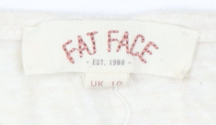 Fat Face Women's Ivory Tank Top, Size 10, Embroidered