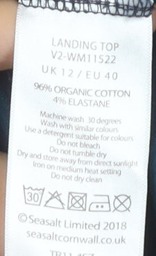 Seasalt Cornwall Women's Blue Striped High Neck Top Size 12