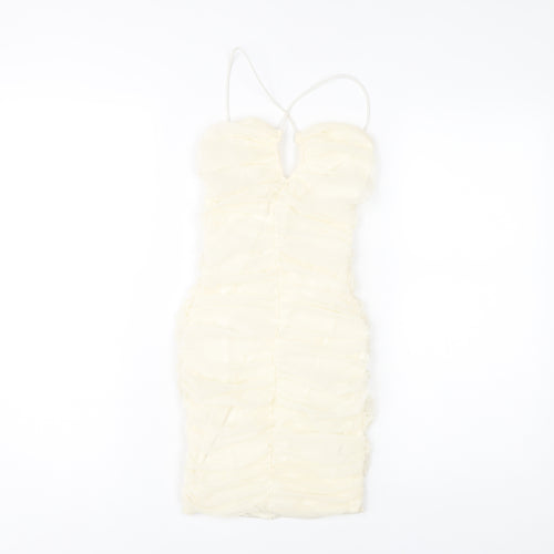 Oh Polly Women's Ivory Bodycon Halter Dress Size 4