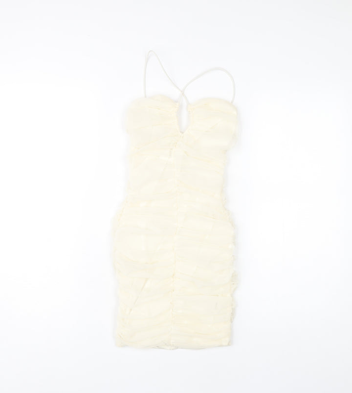 Oh Polly Women's Ivory Bodycon Halter Dress Size 4