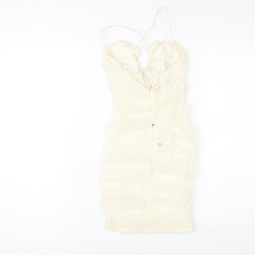 Oh Polly Women's Ivory Bodycon Halter Dress Size 4