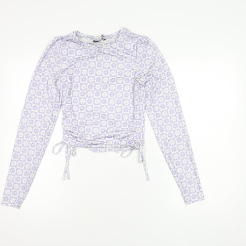 ASOS DESIGN Women's Purple Floral Long Sleeve Top