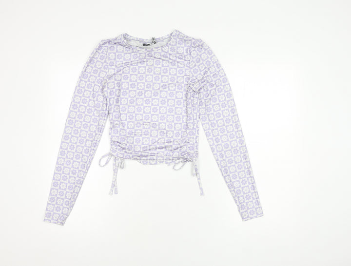 ASOS DESIGN Women's Purple Floral Long Sleeve Top
