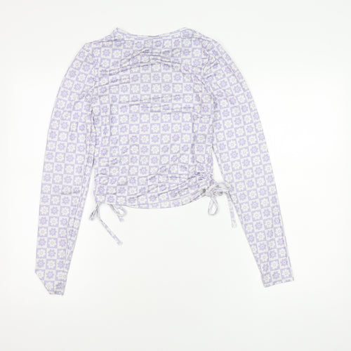 ASOS DESIGN Women's Purple Floral Long Sleeve Top