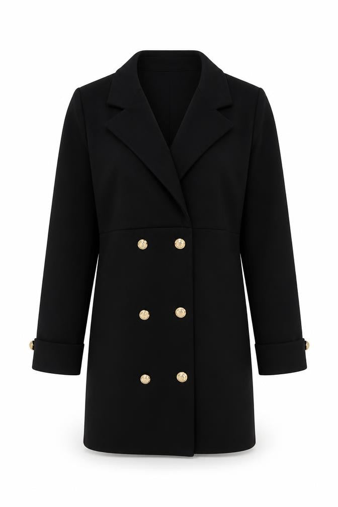 Front view of PRETTYLITTLETHING Black Jacket Dress Women, size 14