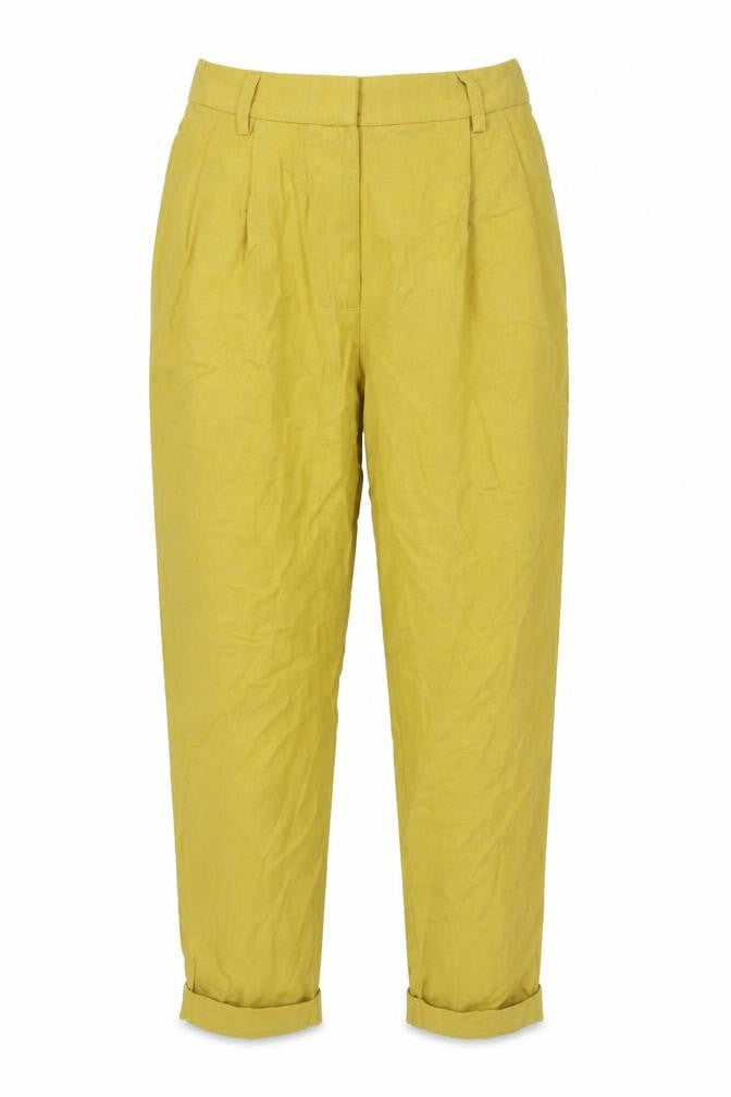Front view of Marks & Spencer Women's Yellow Trousers, size 8