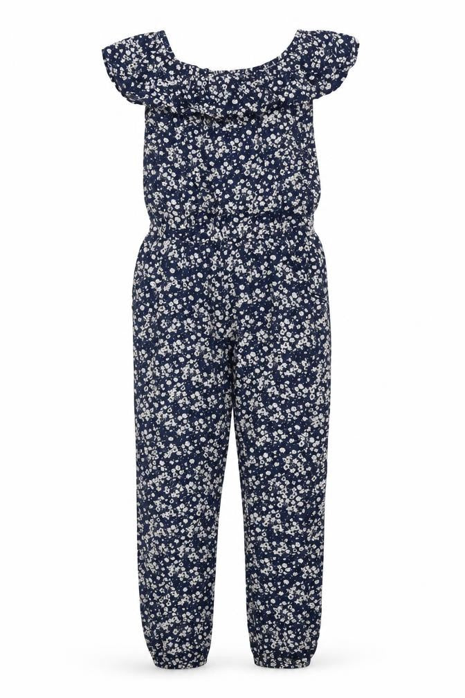 H&M Girls Blue Floral Jumpsuit, Off Shoulder, Size 12