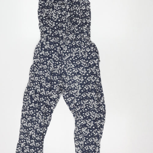 H&M Girls Blue Floral Jumpsuit, Off Shoulder, Size 12