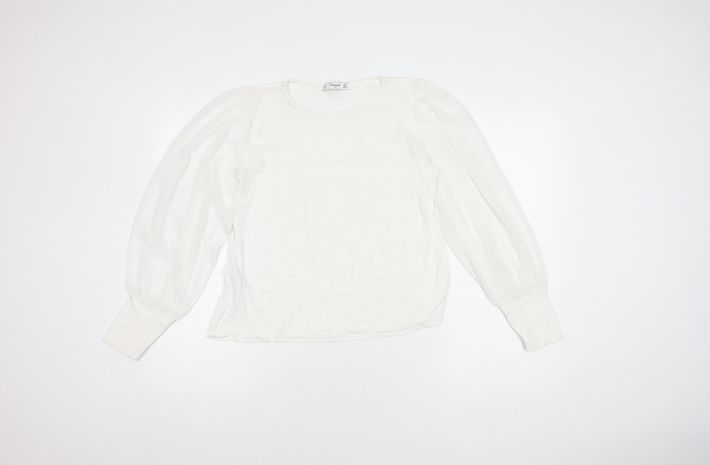Mango Women's White Balloon Sleeve Blouse Size M