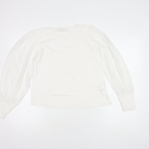 Mango Women's White Balloon Sleeve Blouse Size M