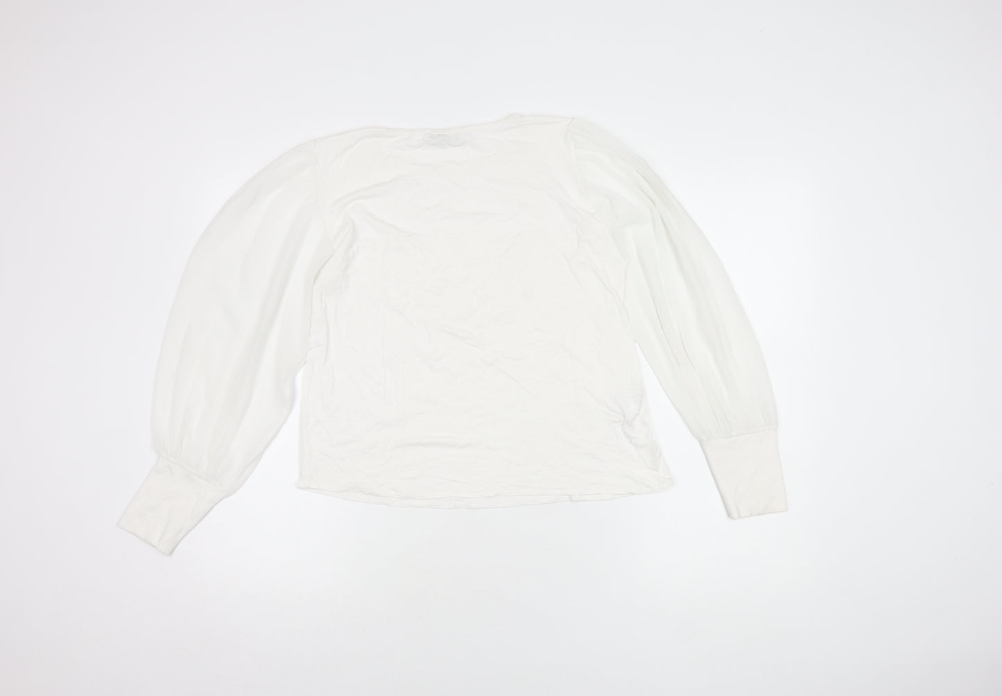 Mango Women's White Balloon Sleeve Blouse Size M