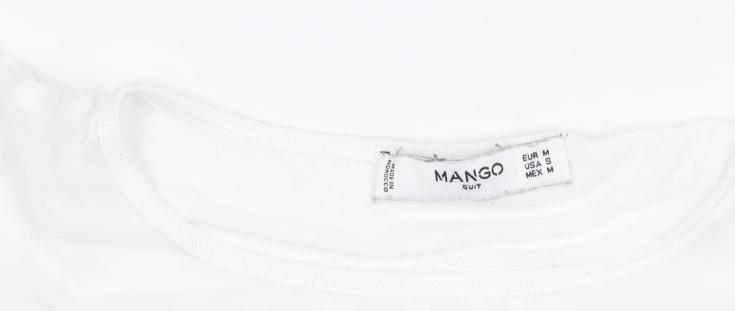 Mango Women's White Balloon Sleeve Blouse Size M