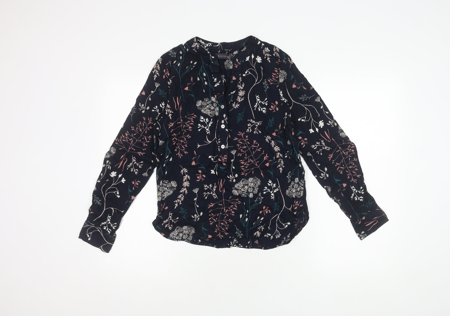 Marks and Spencer Women's Blue Floral Top Size 6