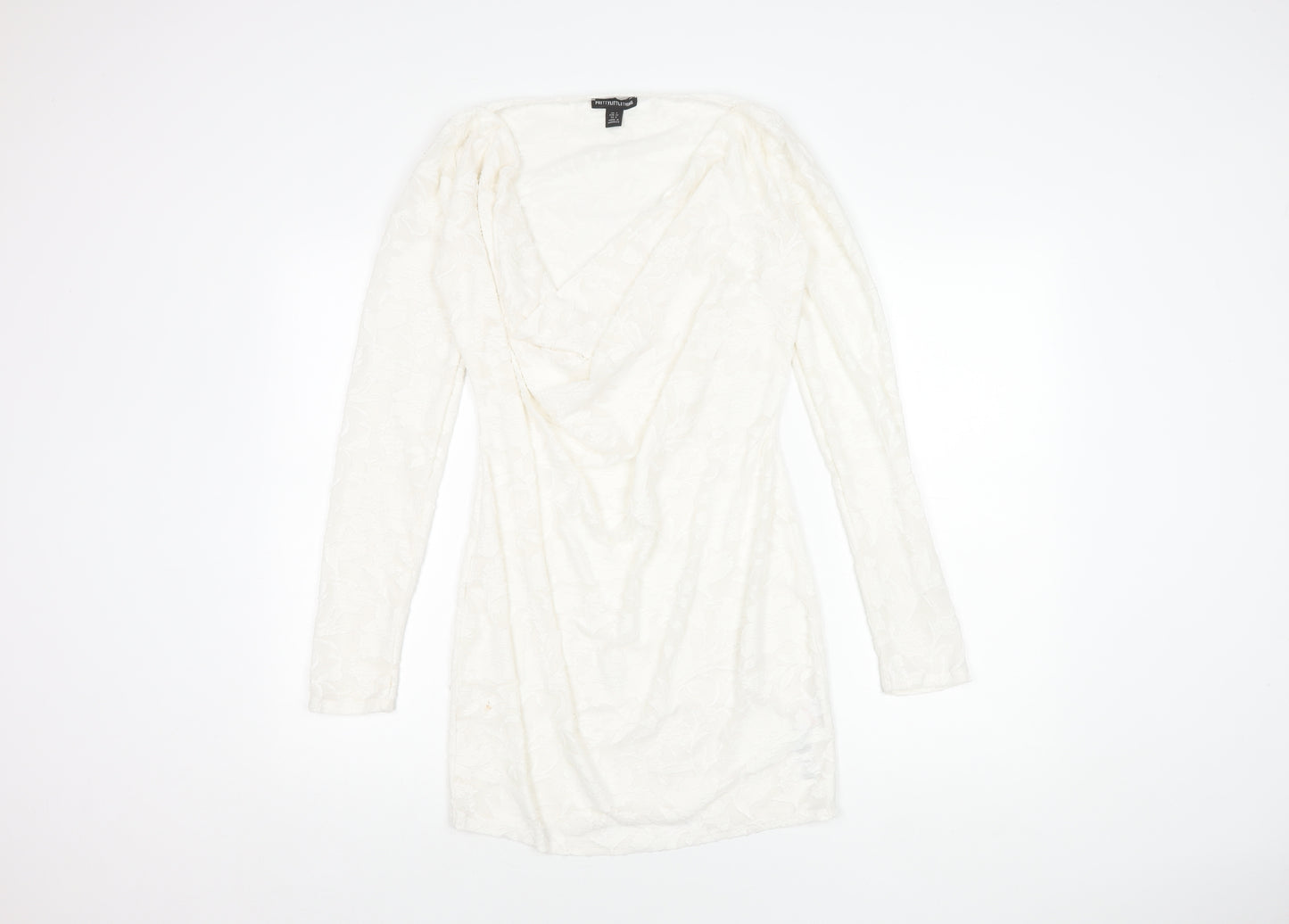 PrettyLittleThing Women's White Size 4 Short Cowl Neck Dress