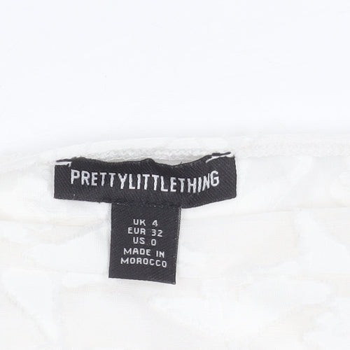 PrettyLittleThing Women's White Size 4 Short Cowl Neck Dress