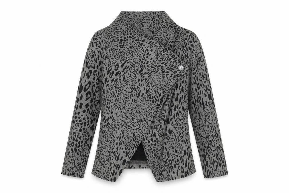 Front view of Marks & Spencer Women's Grey Animal Print Cardigan