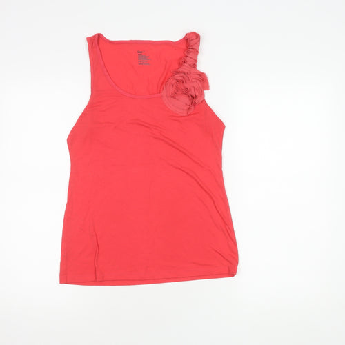 Gap Women's Red Tank Top, M, Ruffle Accent, Casual