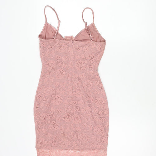 PrettyLittleThing Pink Lace Dress, Size 6, Women's Sleeveless
