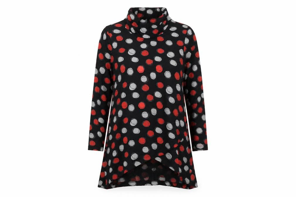 Capri Women's Black Polka Dot Cowl Neck Dress S/M
