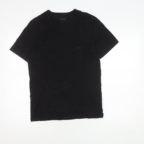 Hugo Boss Men's Black Cotton T-Shirt - M, Logo Accented