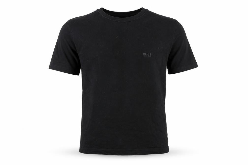 Front view of Hugo Boss Men's Black Cotton T-Shirt - M, Logo Accented