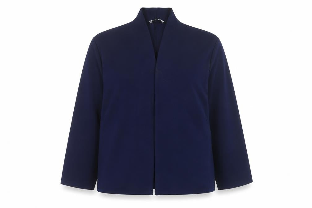 Front view of Quiz Women's Blue Cropped Blazer, size 18