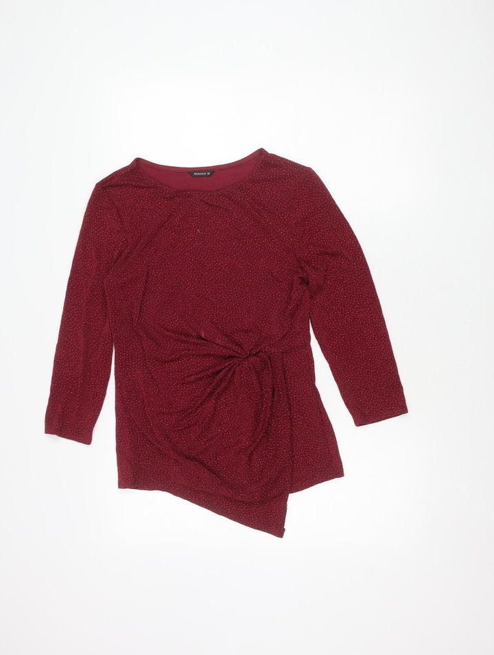 Roman Women's Red Long Sleeve Glitter Blouse Size 10